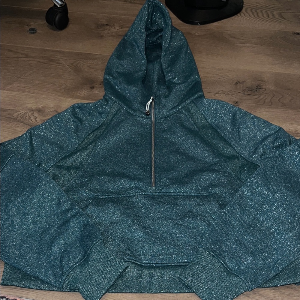 Teal Sparkle Lululemon Scuba Oversized Half Zip Hoodie - Picture 3 of 6